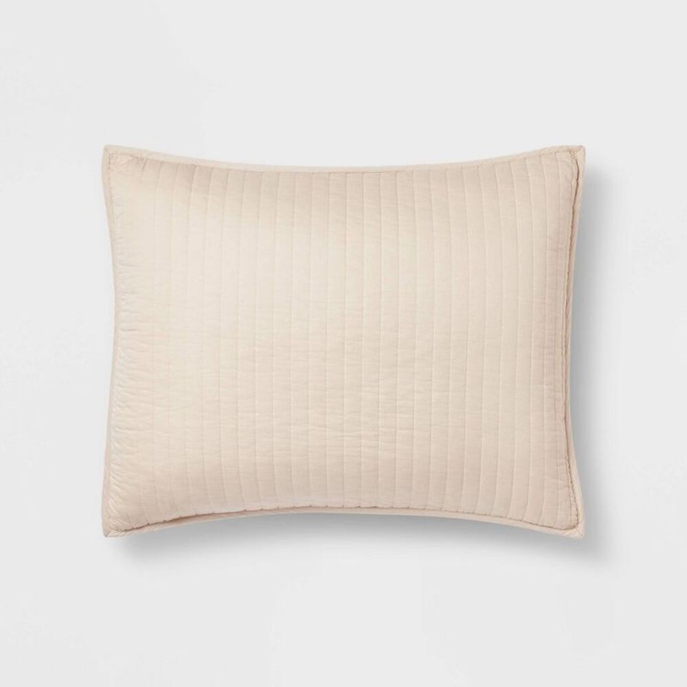 Threshold - King Washed Cotton Sateen Quilt Sham Khaki - Thres Beige